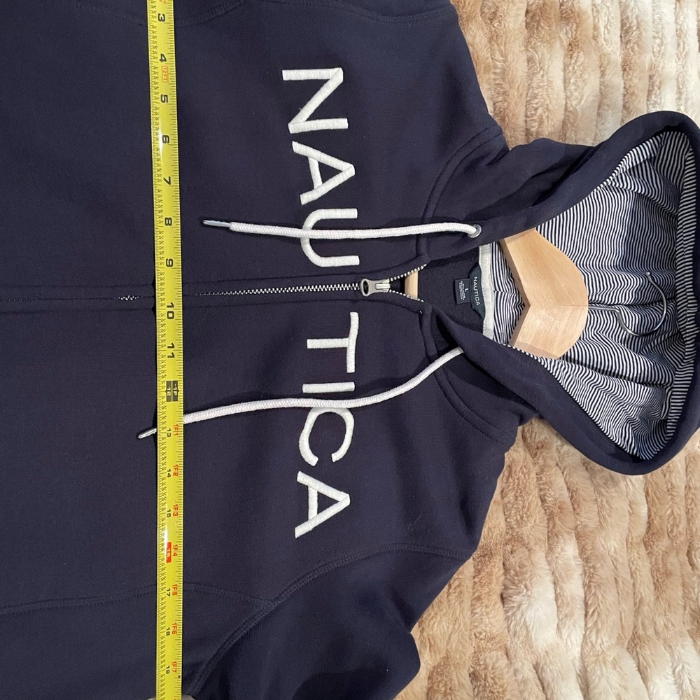 Nautica navy zip up hoodie size L - Picture 2 of 8